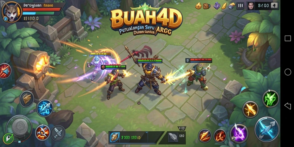 Gameplay menarik dari BUAH4D yang menampilkan pertarungan seru.