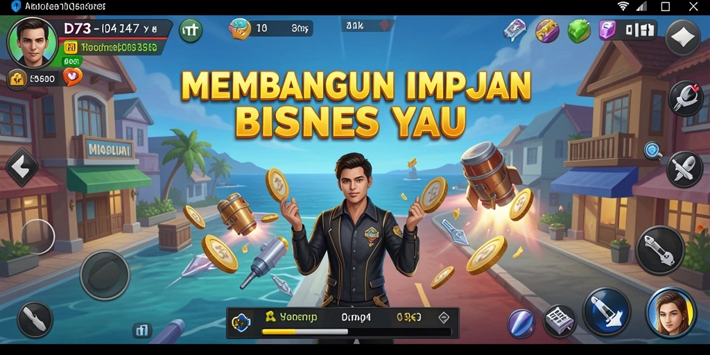 Tampilan gameplay D73 yang memikat dengan aksi manajemen bisnis.