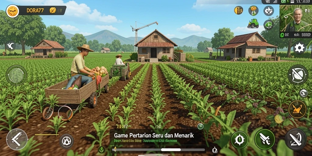 Gameplay DORA77 yang menarik dengan berbagai aktivitas pertanian.