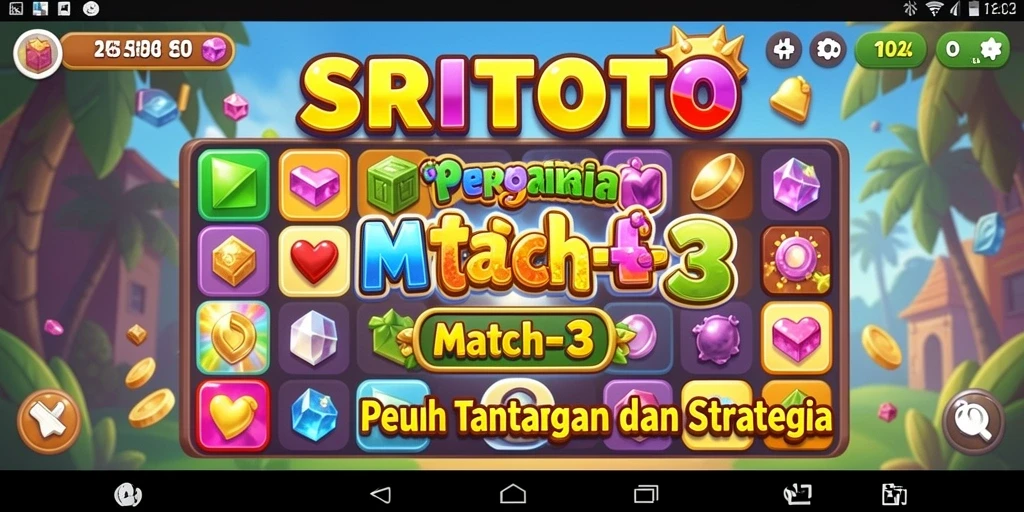 Screenshot SRITOTO menampilkan gameplay Match-3 yang mengasyikkan dan penuh warna.